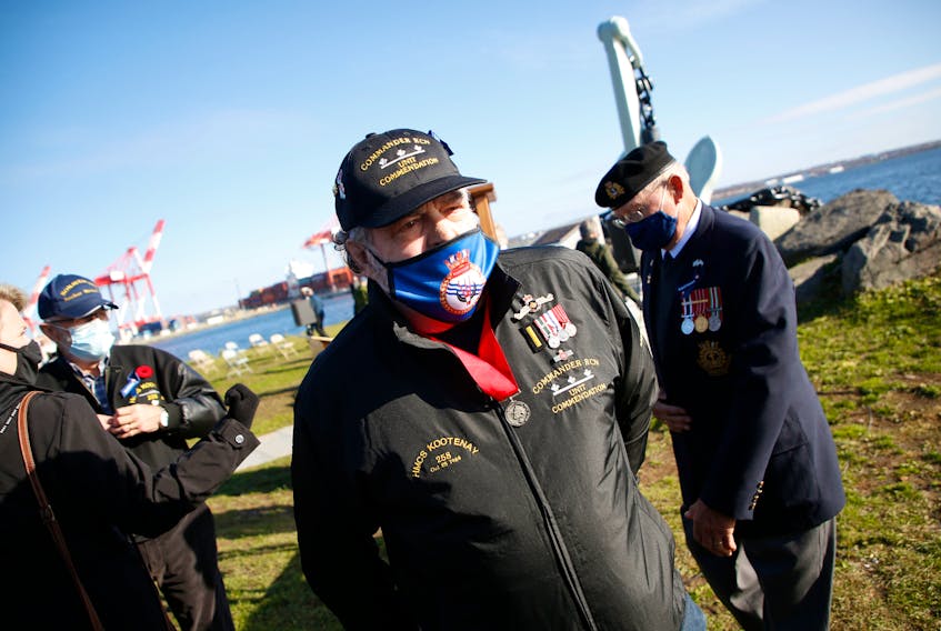 FOR MUNRO STORY:
Art "Dinger" Bell, is seen following the commemoration ceremony for the 51st anniversary of the HMCS Kootenay disaster, at the anchor memorial at Point Pleasant Park in Halifax Friday October 23, 2020. Bell, a survivor, still speaks frequently with family members of the crew that was lost.

TIM KROCHAK PHOTO