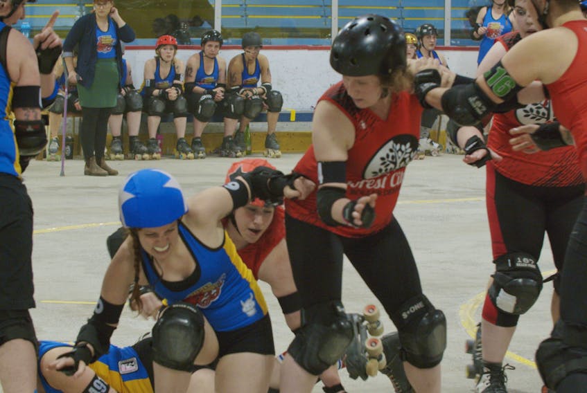 The in-your-face action and off-the-rink drama of the Halifax Harbour Grudges roller derby team is featured in the new OUTtv documentary series Jumping the Apex, airing Thursdays at 9 p.m. and available now in its entirety on OUTtvGo.