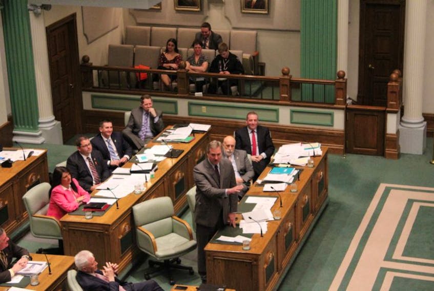 Advanced Education Minister Gerry Byrne speaks Monday in the House of Assembly.