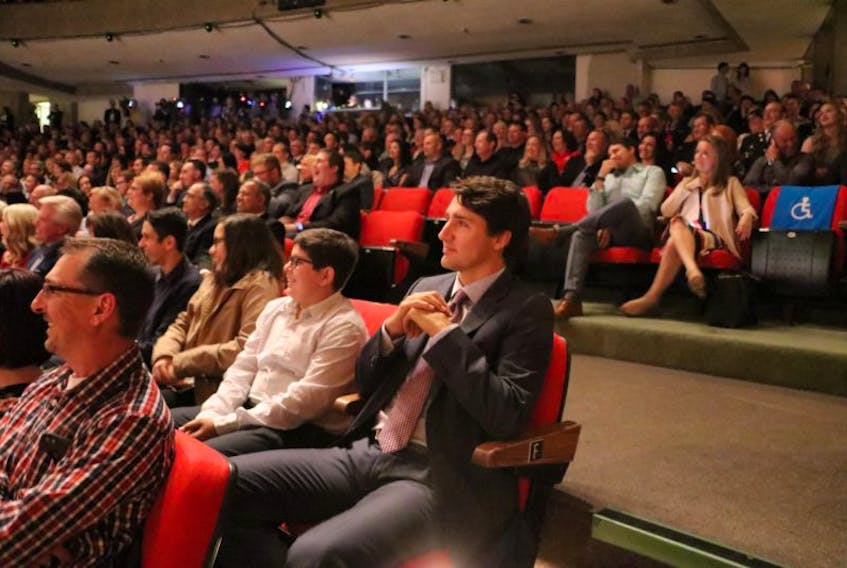 Prime Minister Justin Trudeau attends the “Come From Away” forum at the St. John’s Arts and Culture Centre Monday evening.