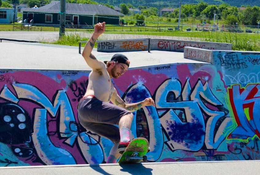 Skateboarder Marcus Skinner at Mundy Pond Skate Park on Friday. 