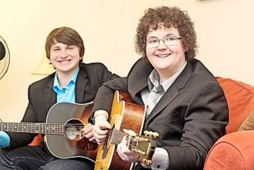 ['<p>Teenage musicians Nick Earle (left) and Joe Coffin have been nominated for a Canadian Folk Music Award for their album “Live at Citadel House.”</p>']