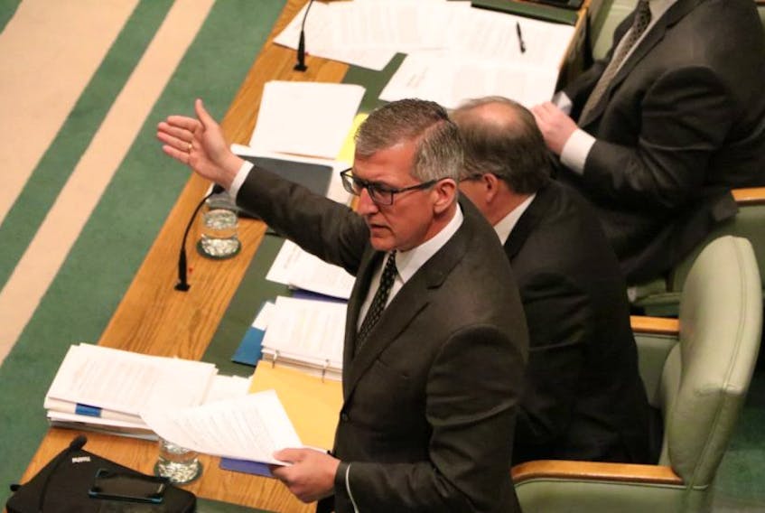 Opposition Leader Paul Davis speaks Wednesday in the House of Assembly