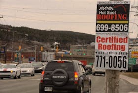 Commercial signs on a pole on Freshwater Road in St. John’s Wednesday afternoon. The City of St. John’s has begun to crack down on such signs and have removed a number of them from around the city. 