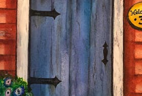 An image of a blue door created by program director Cheryl Coleman for Thrive’s Blue Door Program.