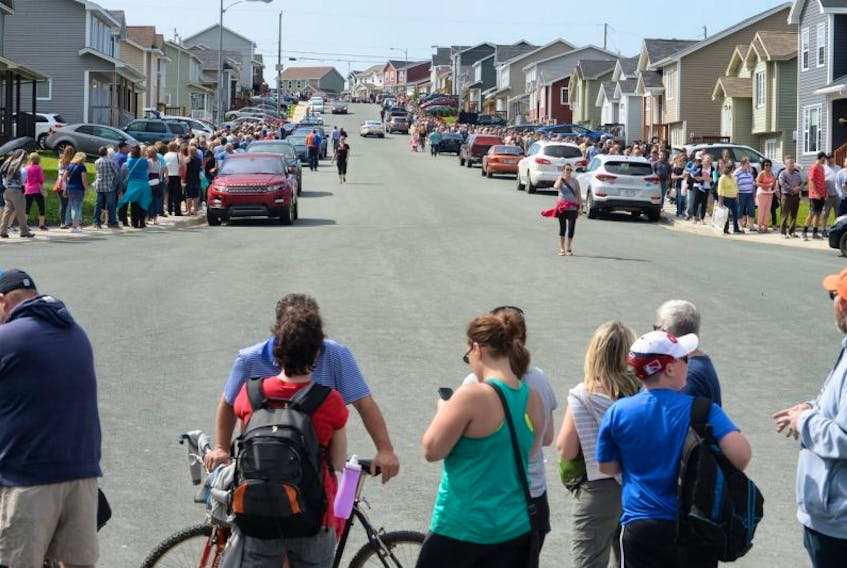 The crowds lined up to get tickets on Country Grove cul-de-sac in the Goulds on Wednesday afternoon, and the lineup went back to behind St. Kevin’s high school on the Back Line.