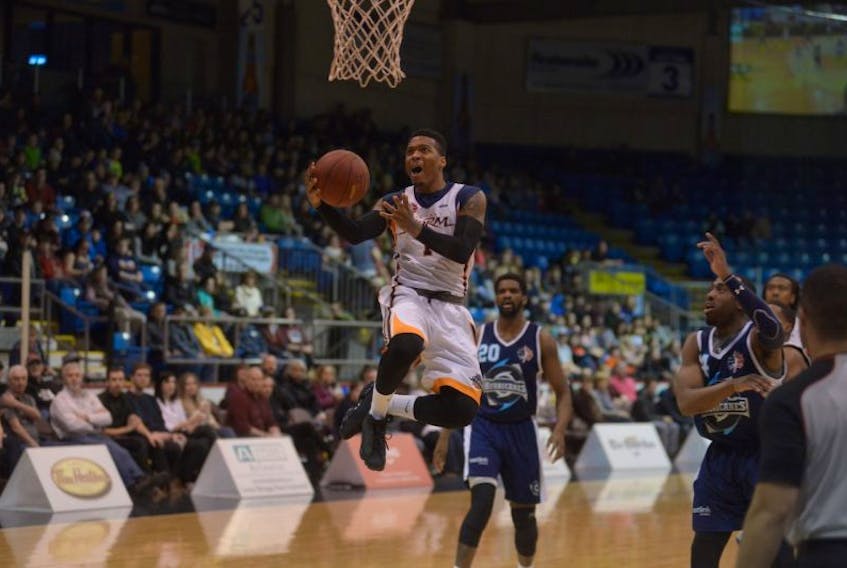 In this file photo, Jahii Carson of the Island Storm drives to the basket in a National Basketball League of Canada game against the Halifax Hurricanes in Charlottetown. P.E.I. The Storm and Hurricanes will be two of the opponents for a new NBL Canada franchise set to begin play in St. John’s later this year.

