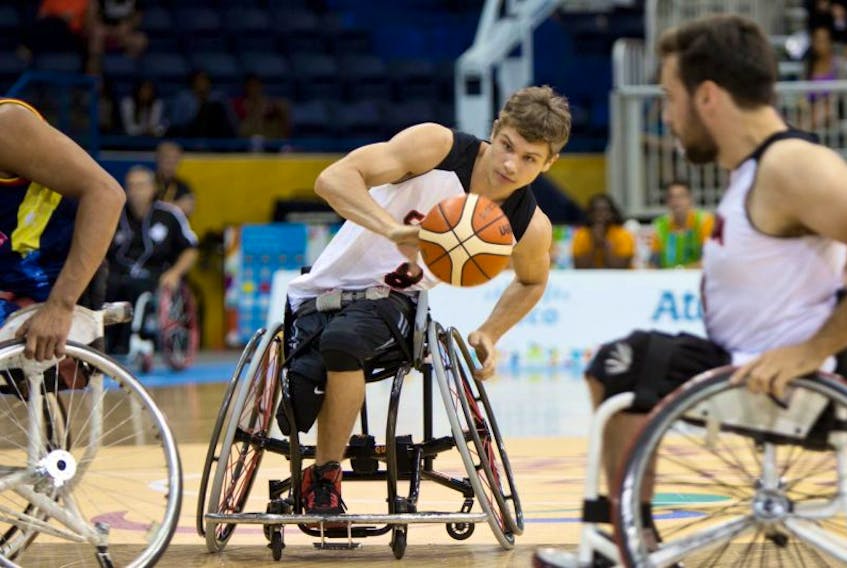 Liam Hickey (8) of St. John’s played every minute of every game for the Canadian team that finished sixth at the world men’s under-23 wheelchair basketball championship.