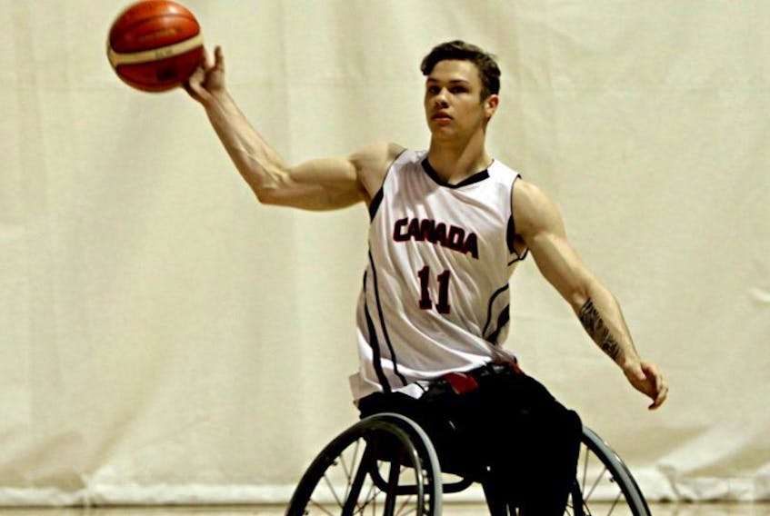 Liam Hickey (11) of St. John’s is chasing his second world championship in two months as part of Canada’s team at the world under-23 wheelchair basketball championship in Toronto.