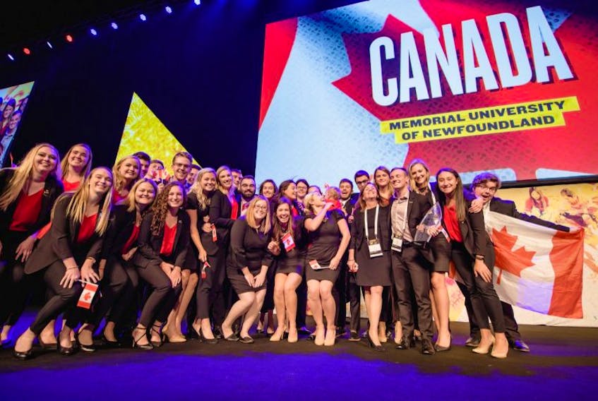 Enactus Memorial celebrates onstage after taking second place in the 2017 Enactus World Cup last week in London, U.K. Project Sucseed, the team’s flagship social enterprise program, might not have earned the MUN students a repeat of their 2016 championship, but it did get them first place in the 1 Race 2 End Waste sub-competition. 
