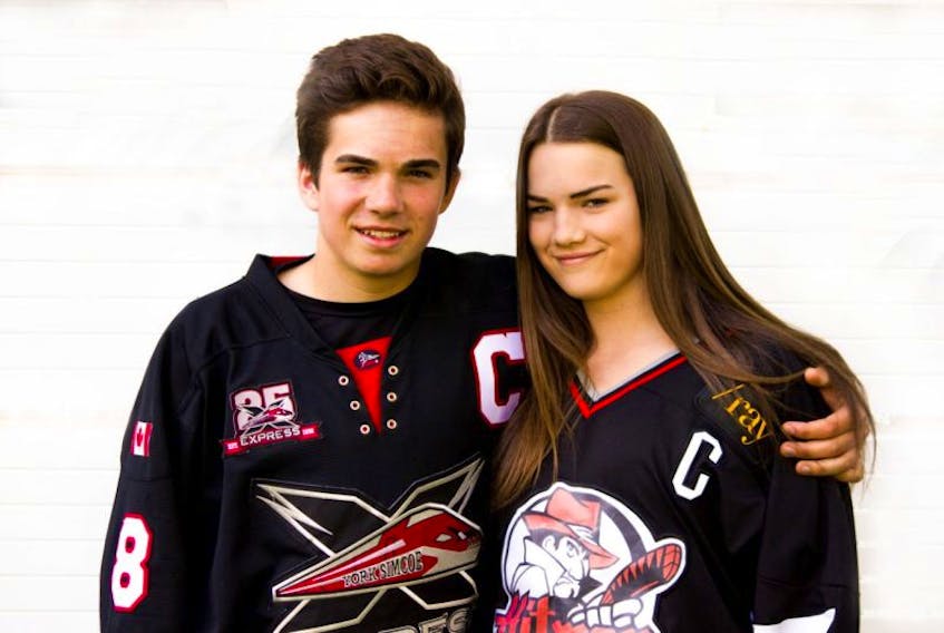 Just like her brother Alex, 14-year-old Abby Newhook (right) has committed to attend Boston College and play hockey for the NCAA’s Eagles … but not until 2021 at the earliest.