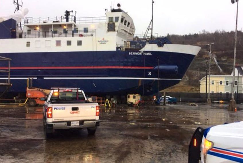The MV Beaumont Hamel at the dockyard in St. John’s Friday.
