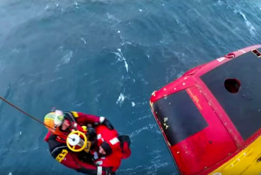 ['The Joint Rescue Co-ordination Centre has released a video of five people being rescued from a fishing boat Sunday morning.']
