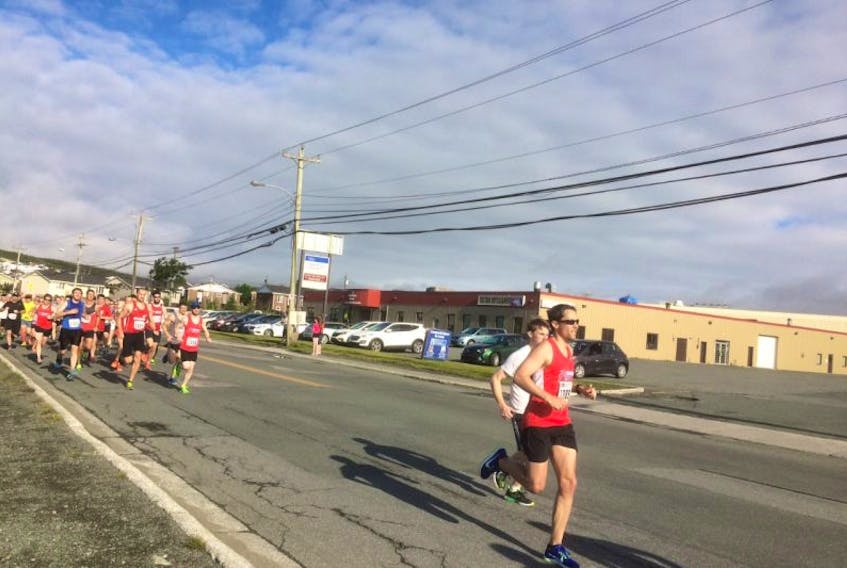 Sunday started off with the 30th Anniversary of the annual Mews Memorial 8k Road Race . Runners started at the Mews Centre and will finish at Quidi Vidi Boathouse.