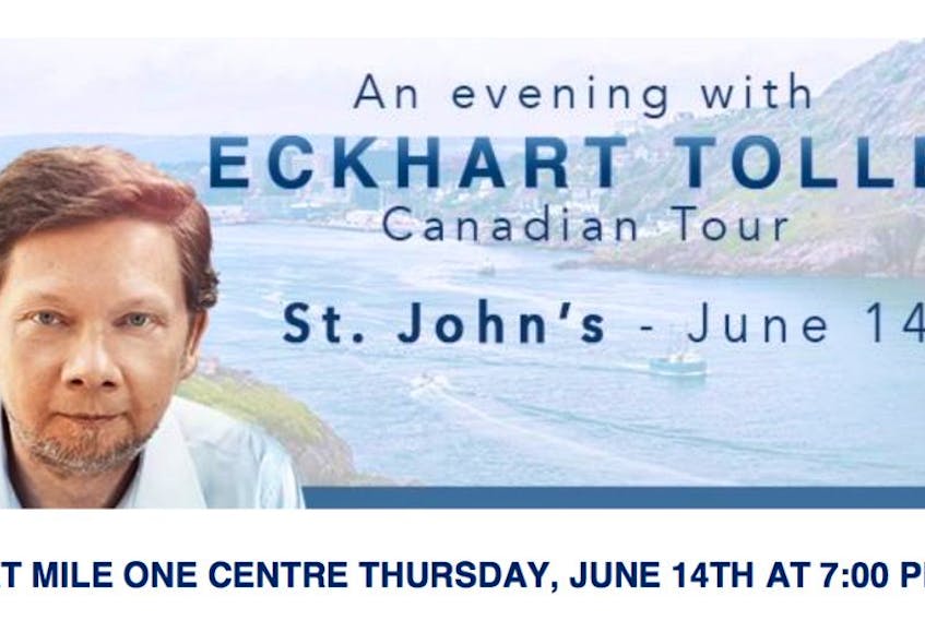 Eckhart Tolle will be in St. John’s Thursday, June 14.