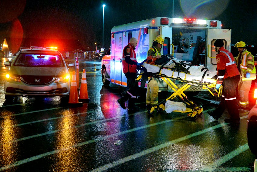 A female pedestrian was struck by a car in front of the Mount Pearl Sobeys Wednesday night. Keith Gosse/The Telegram