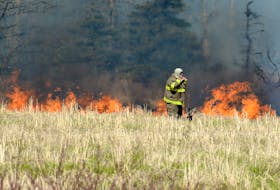 A large brush fire in Goulds had firefighters from the Goulds volunteer and St. John’s Regional fire departments as well as a water bomber scrambling Saturday afternoon.  Keith Gosse/The Telegram