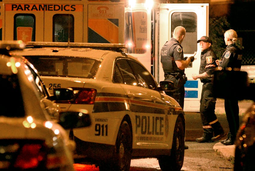 Police and paramedics responded to the area of Neptune Road Wednesday night following a reported stabbing. Keith Gosse/The Telegram