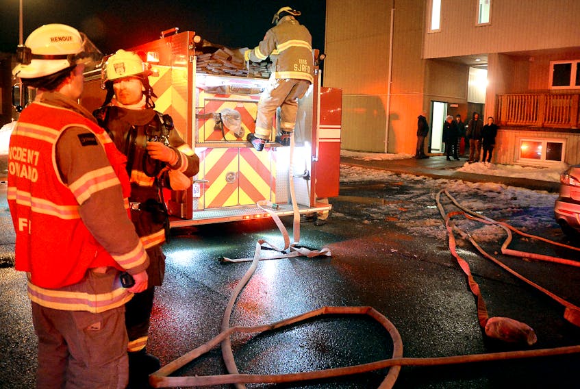 Firefighters were called to a Mount Pearl apartment building Saturday night after smoke was reported in the complex. Keith Gosse/The Telegram