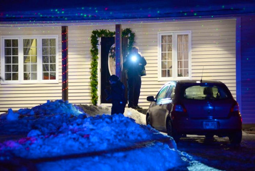 Police investigate a serious assault on Cadigan's Road in Logy Bay Sunday night.