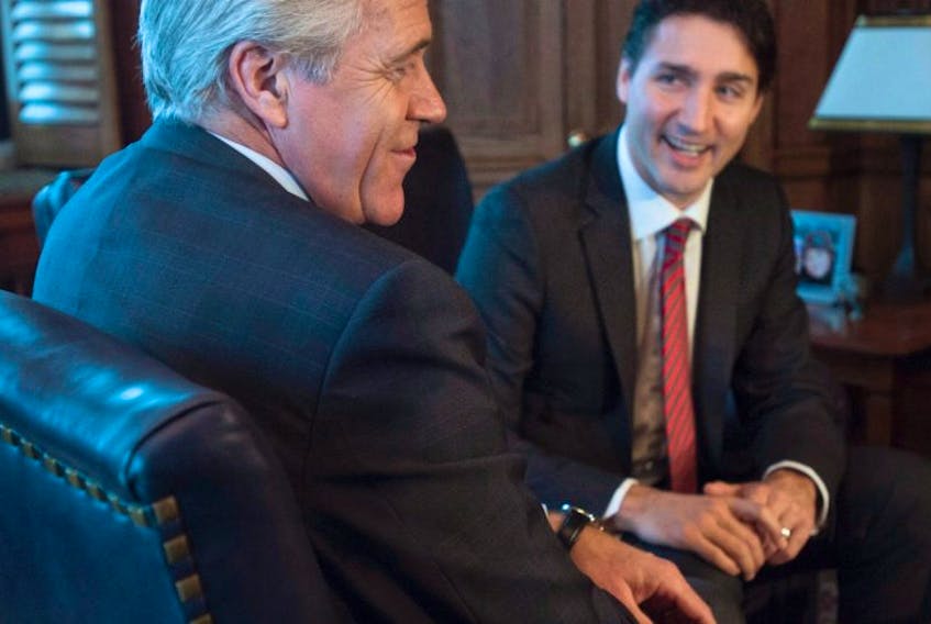 Prime Minister Justin Trudeau meets with Dwight Ball in this file photo.