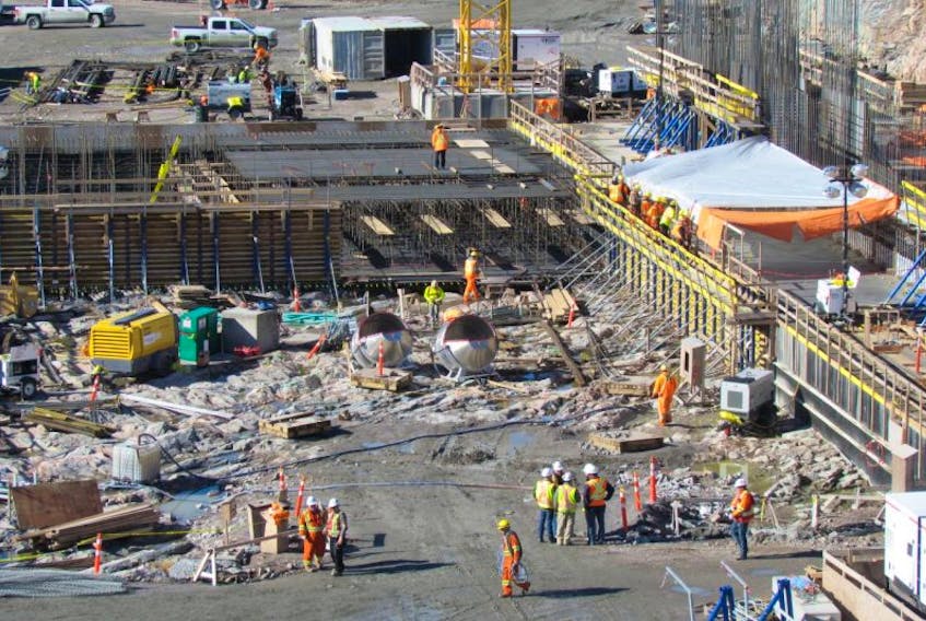 Construction at the Muskrat Falls hydroelectric dam site, 2014.