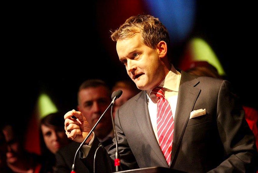 Declared St. John's South-Mount Pearl MP elect Seamus O'Regan speaks to supporters.