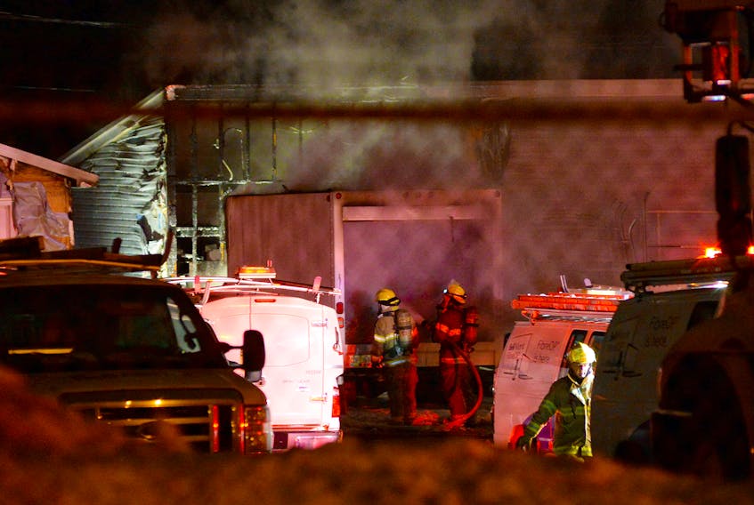 A fire at a Bell Aliant depot in the Donovan’s industrial park Thursday night destroyed two vehicles and caused extensive damage to a maintenance building.