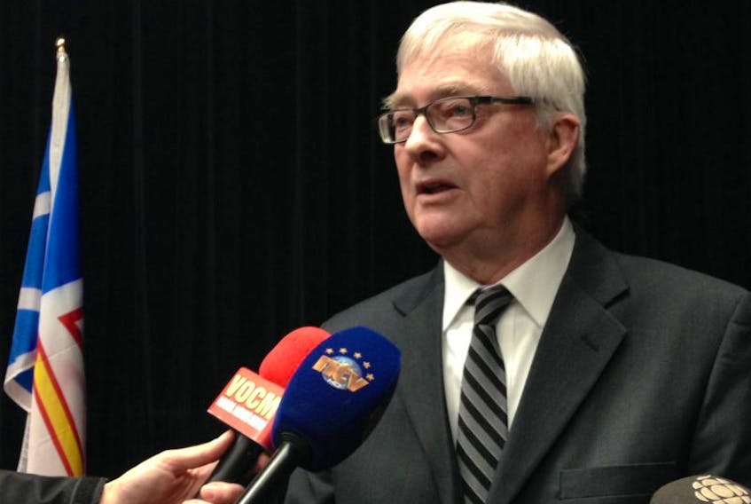 Dunphy Inquiry Commissioner Leo Barry speaks to reporters at Tuesday.