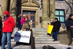 A protest is underway as of noon hour at the RNC headquarters property on Parade Street, St. John's
