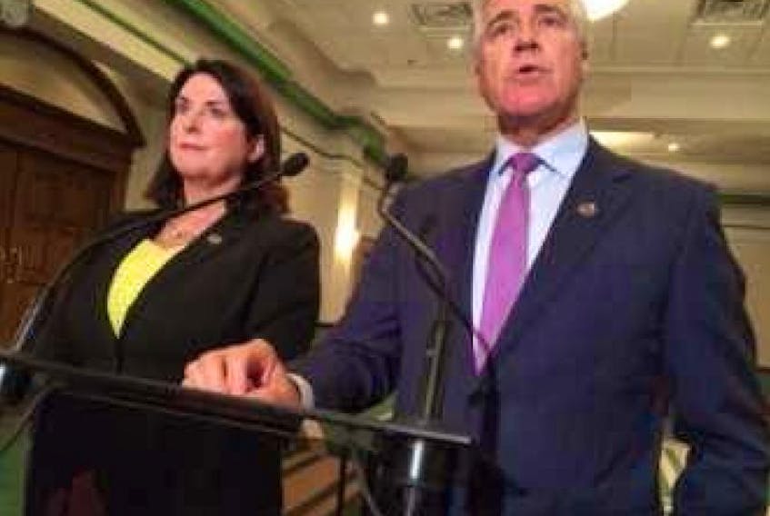 Premier Dwight Ball and Natural Resources Minister Siobhan Coady speak to the media Tuesday about recent public comments by former Nalcor CEO Ed Martin.