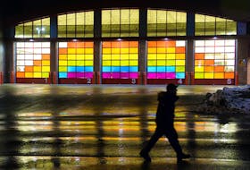 The Conception Bay South Fire Department has a rainbow painted on the windows of its main station in Kelligrews as a symbol of hope during the Covid-19 crisis. Keith Gosse/The Telegram