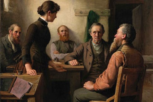 This painting by Prince Edward Island artist Robert Harris, “A Meeting of the School Trustees, 1885”, is being restored for display in the National Gallery in Ottawa.