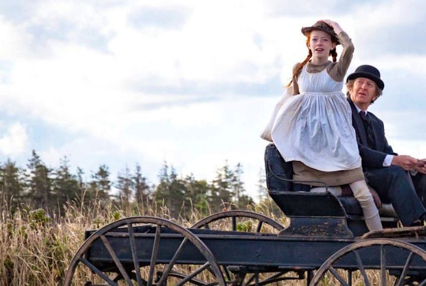 Canadian stage and screen actor R.H. Thomson, seated behind Anne Shirley, will portray Matthew Cuthbert in the new CBC series "Anne'' which debuts on Sunday, March 19. Anne is being played by Amybeth McNulty.
