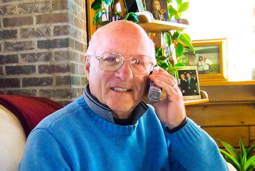 Paul H. Schurman moderator of the P.E.I. Party Line and Seniors' Secretariat chairman checks out the new P.E.I. Party Line service. The new telephone program offers free information, fun and friendship over the phone to Islanders of all ages.