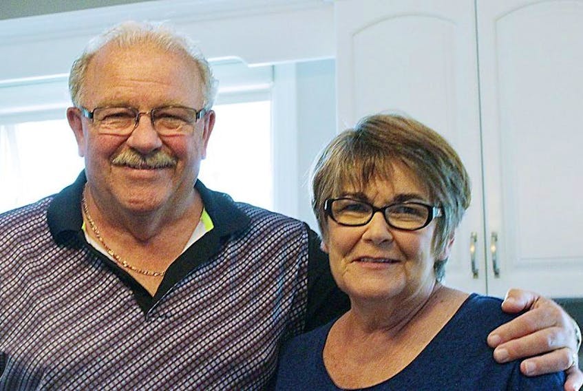 Wilbur Birt and his wife, Barb, are shown at their home in Charlottetown. Wilbur has recovered from suffering heart failure while playing golf earlier this year. 