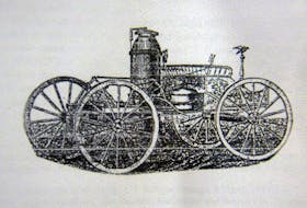 This drawing shows what the Belcourt car looked like. The simple vehicle had a steam-powered engine that was connected to the wheels by a chain.