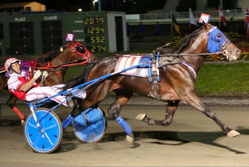 Driver James MacDonald overcame Post 10 to win a division of the World Driving Championship at Hippodrome 3R wih Federal Strike.