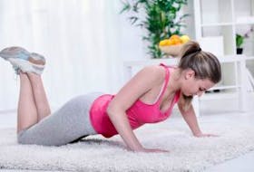 ['Pushups are part of a 12-week fitness program to do at home.']