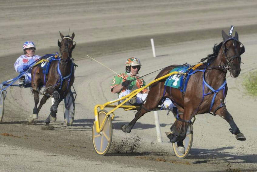 Gilles Barrieau drove Lusty Delight to a second-place finish June 22 at Red Shores at the Charlottetown Driving Park.