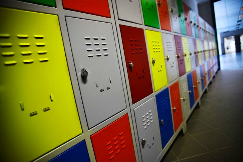20825403 - color shot of some lockers in a highschool