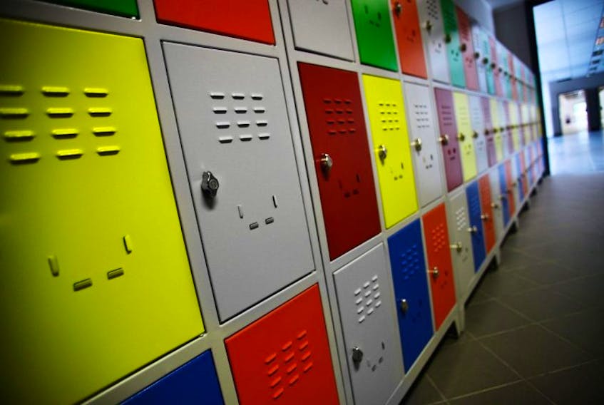 20825403 - color shot of some lockers in a highschool