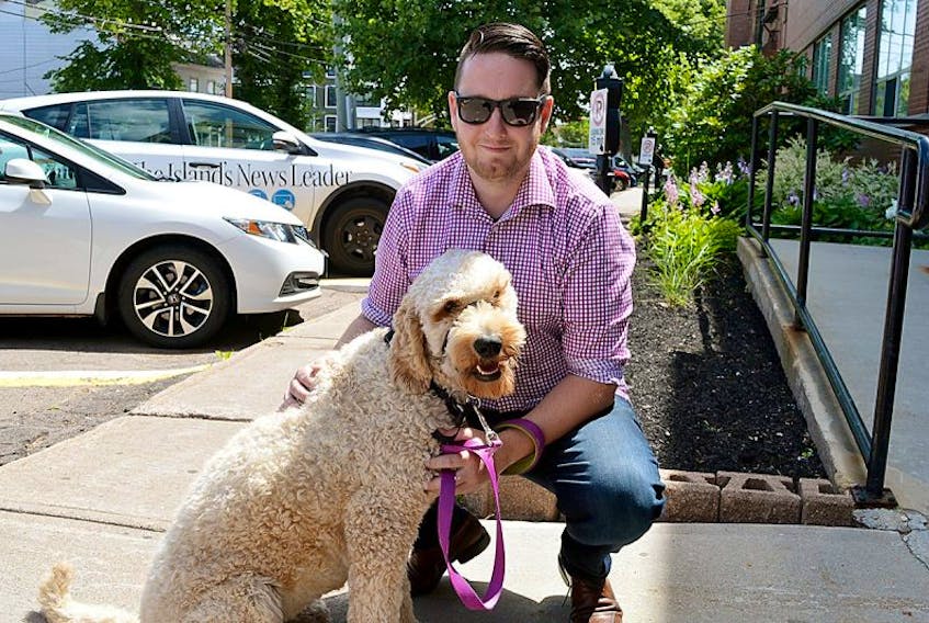 Jeremy MacFadyen plans on spending a lot of time with Gertie, his two-year-old golden doodle, at Charlottetown’s new off-leash dog park. The park is located just off Acadian Drive in Hillsborough Park.