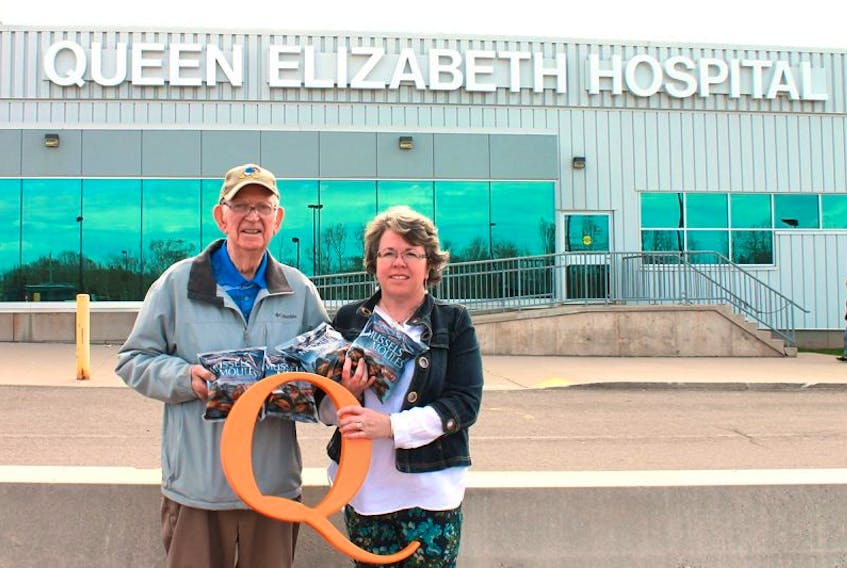 Neil MacDonald and Helen Chapman of the Queen Elizabeth Hospital Foundation met to promote the seventh annual Mussels for the QEH fundraiser taking place on Saturday, May 27, in the Charlottetown Canadian Tire parking lot, from 10 a.m. to 2 p.m. The family and friends of P.E.I. Mussel King will distribute a truckload of world-renowned P.E.I. mussels for a suggested donation of $3, per two-pound bag. All revenue will support the QEH Stroke Care Unit.