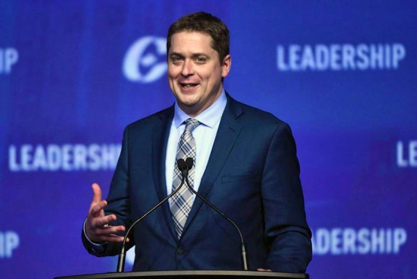 Conservative leadership candidate Andrew Scheer speaks to the crowd during the opening night of the federal Conservative leadership convention in Toronto on Friday, May 26, 2017.