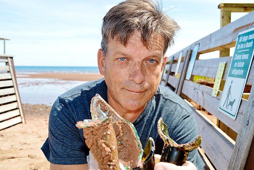 Mike MacDonald, a former resident of Souris, was home visiting recently, when he started observing broken glass all over Souris Beach. He invited The Guardian for a walk along the beach to show some of what he found.