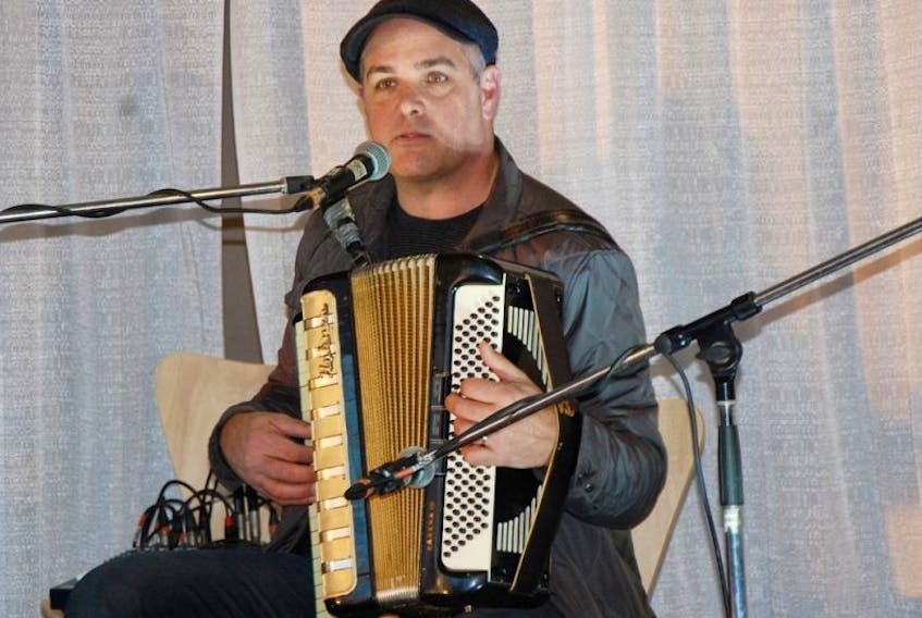 Michael Pendergast on stage in the Irish Cultural Centre in Charlottetown Friday night.