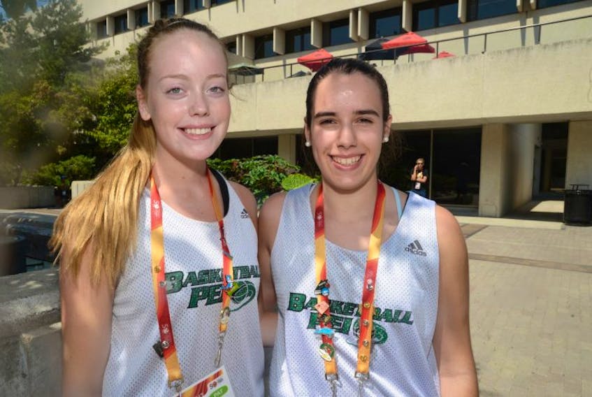 Sam Strain, left, and Francis Alvarez are excited to begin play Saturday at the Canada Games women’s basketball competition in Winnipeg.