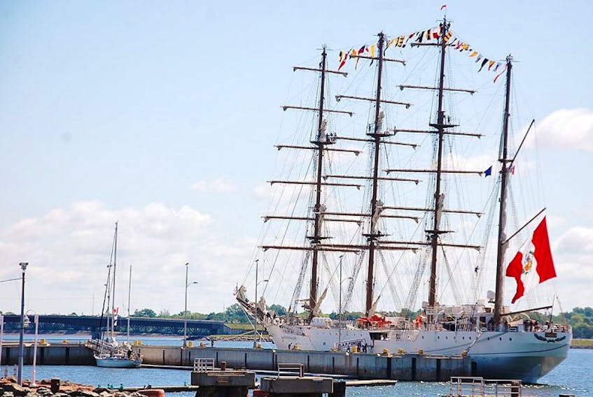 The BAP Unión, one of the nine tall ships visiting Charlottetown this week, is a training ship of the Peruvian Navy.