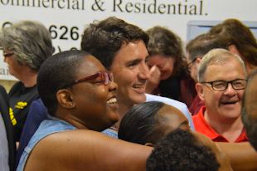 ['Prime Minister Justin Trudeau visited the Montague Curling Club in P.E.I. Thursday, June 29, 2017, for a meet and greet hosted by Cardigan MP Lawrence MacAulay.']